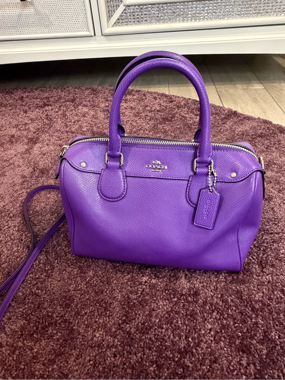 Coach Leather Satchel Purse Handbag in Purple